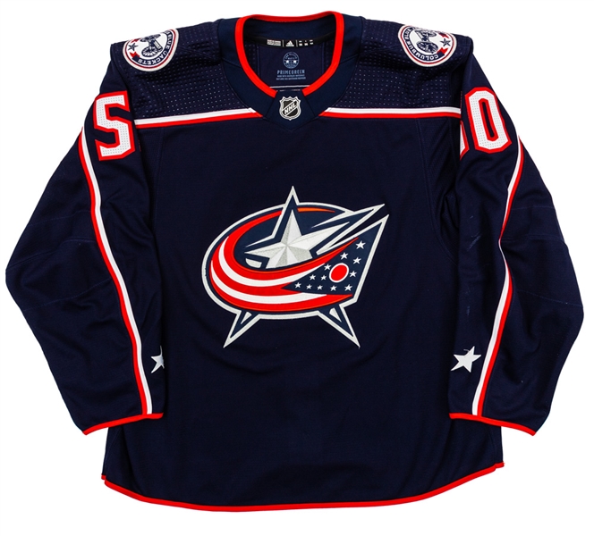 Eric Robinsons 2021-22 Columbus Blue Jackets Game-Worn Jersey with Team LOA 