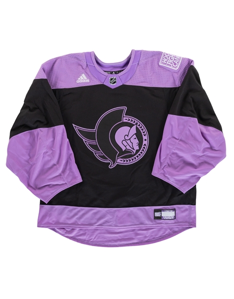 Marcus Hogbergs 2020-21 Ottawa Senators Signed "Hockey Fights Cancer" Warm-Up Worn Jersey with Team COA