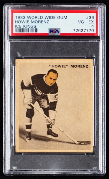 1933-34 World Wide Gum Ice Kings V357 Hockey Card #36 HOFer Howie Morenz - Graded PSA 4