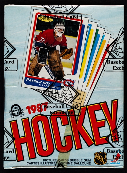 1986-87 O-Pee-Chee Hockey Wax Box (48 Unopened Packs) - BBCE Certified - Patrick Roy Rookie Card Year!