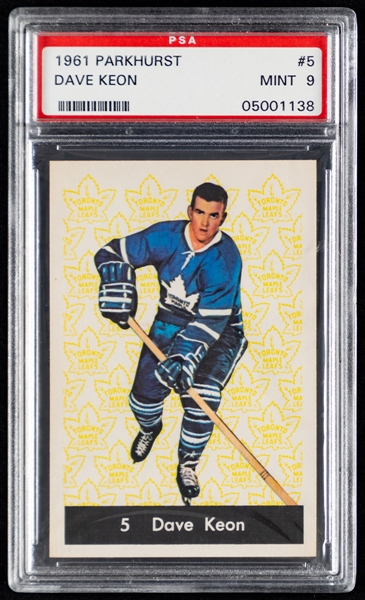 1961-62 Parkhurst Hockey Card #5 HOFer Dave Keon Rookie - Graded PSA 9