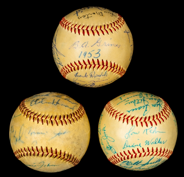 Toronto Maple Leafs Baseball Club 1953, 1954 and 1958 Team-Signed Official International League Balls (3) with LOA