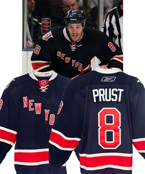 Brandon Prusts 2010-11 New York Rangers Signed Game-Worn Heritage Jersey with Steiner LOA - 85th Anniversary Patch!