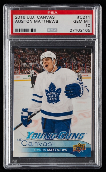 2016-17 Upper Deck Young Guns Canvas Hockey Card #C211 Auston Matthews Rookie - Graded PSA GEM MT 10