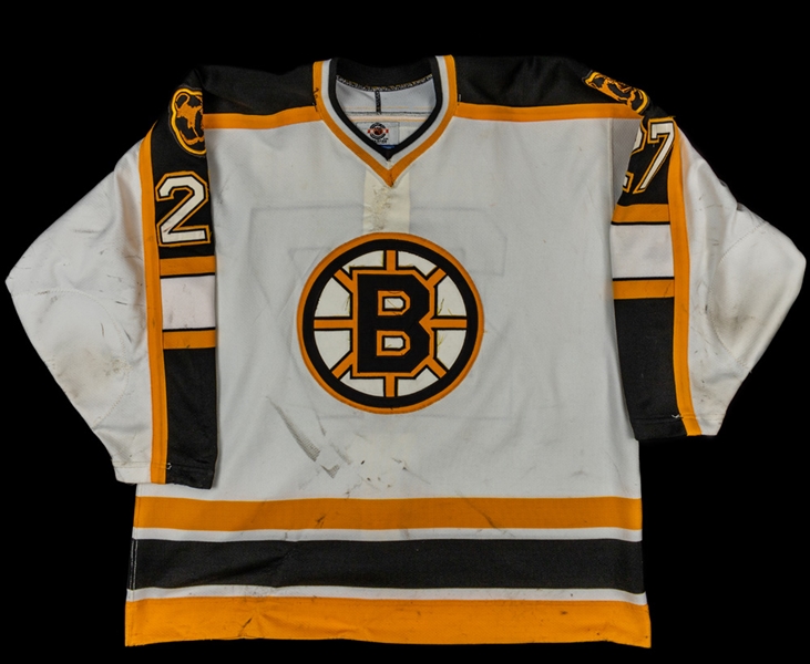 Landon Wilsons 1997-98 Boston Bruins Game-Worn Jersey with LOA - Team Repairs!