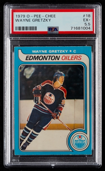 1979-80 O-Pee-Chee Hockey Card #18 HOFer Wayne Gretzky Rookie - Graded PSA 5.5
