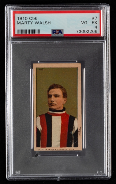 1910-11 Imperial Tobacco C56 Hockey Card #7 HOFer Martin "Marty" Walsh Rookie - Graded PSA 4