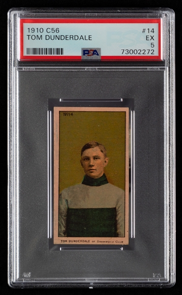 1910-11 Imperial Tobacco C56 Hockey Card #14 HOFer Tommy "Tom" Dunderdale Rookie - Graded PSA 5