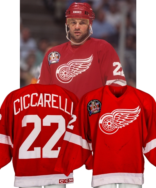 Dino Ciccarellis 1994-95 Detroit Red Wings Game-Worn Stanley Cup Finals Jersey From His Personal Collection with His Signed LOA - Photo-Matched!