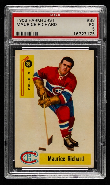 1958-59 Parkhurst Hockey Card #38 HOFer Maurice Richard - Graded PSA 5