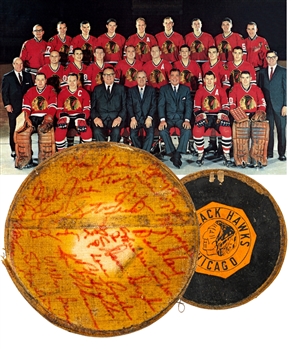 Bobby Hulls 1965-66 Chicago Black Hawks Team-Signed Puck with LOA 