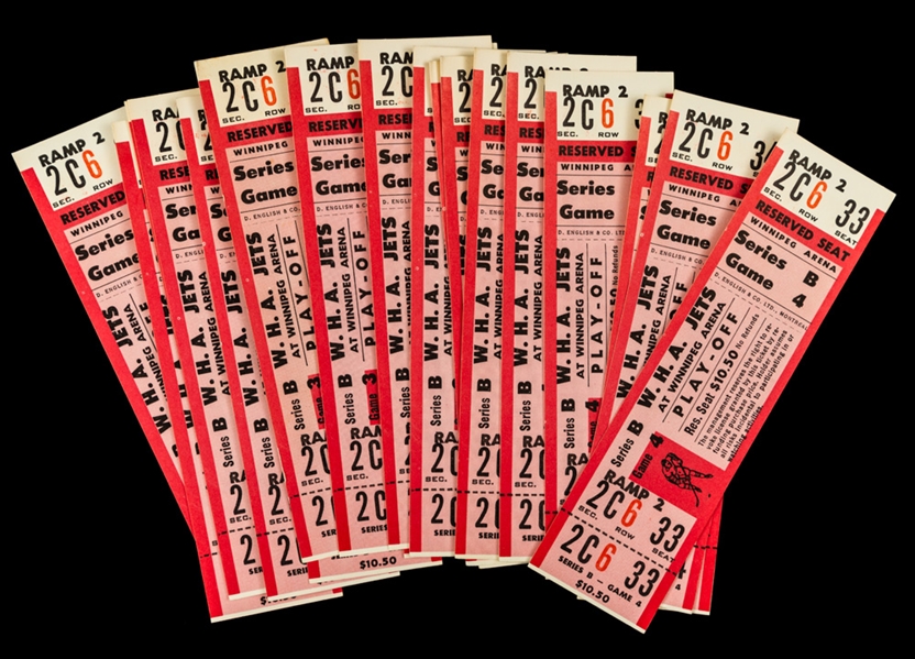 Bobby Hulls Circa 1976-77 WHA Winnipeg Jets Round 2 Games 3 & 4 Playoffs Full Tickets (20) with LOA
