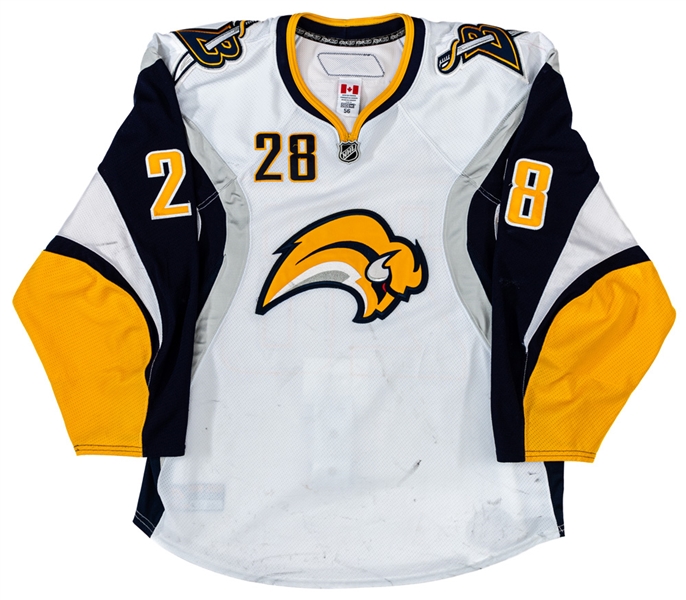 Paul Gaustads 2008-09 Buffalo Sabres Game-Worn Jersey with Team COA - Photo-Matched!