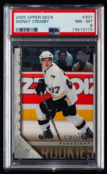 2005-06 Upper Deck Young Guns Hockey Card #201 Sidney Crosby Rookie - Graded PSA 8