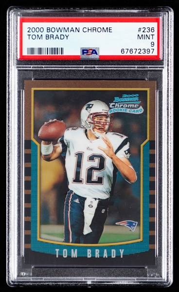 2000 Bowman Chrome Football Card #236 Tom Brady Rookie - Graded PSA 9