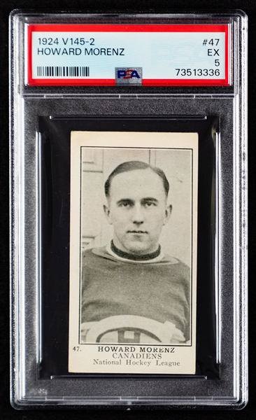 1924-25 William Paterson V145-2 Hockey Card #47 HOFer Howie Morenz - Graded PSA 5