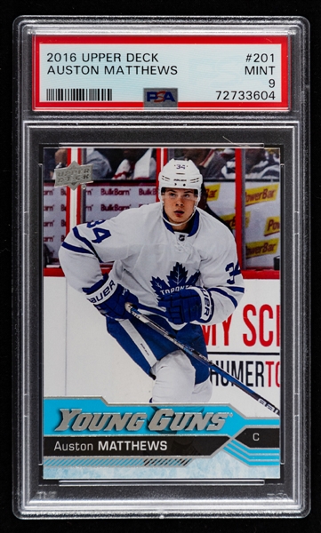 2016-17 Upper Deck Young Guns Hockey Card #201 Auston Matthews Rookie – Graded PSA 9