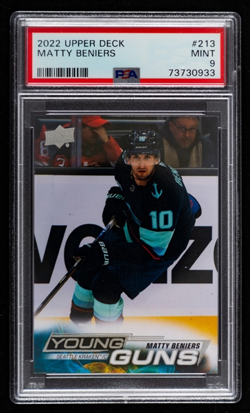 2022-23 Upper Deck Young Guns Hockey Card #213 Matty Beniers Rookie – Graded PSA 9