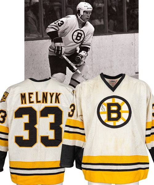 Larry Melnyks 1980-81 Boston Bruins Game-Worn Rookie Season Jersey with LOA