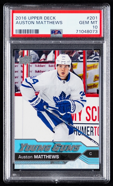2016-17 Upper Deck Young Guns Hockey Card #201 Auston Matthews Rookie – Graded PSA GEM MT 10