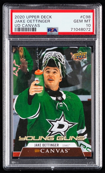 2020-21 Upper Deck Young Guns Canvas Hockey Card #C98 Jake Oettinger Rookie - Graded PSA GEM MT 10