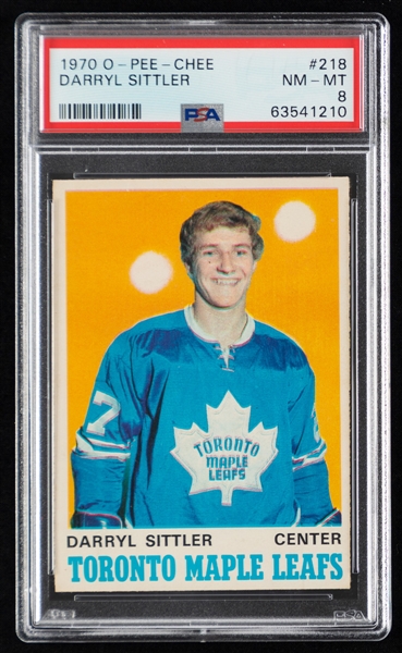 1970-71 O-Pee-Chee Hockey Card #218 HOFer Darryl Sittler Rookie - Graded PSA 8