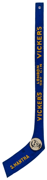 Rare 1928-29 Sylvio Mantha Montreal Canadiens Distillers Corporation Ltd. "Vickers London Dry Gin" Premium Mini Hockey Stick 