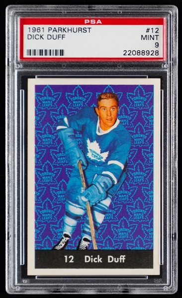 1961-62 Parkhurst Hockey Card #12 HOFer Dick Duff - Graded PSA 9