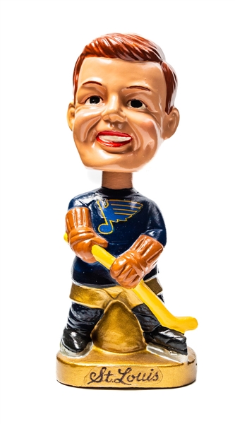 1967-68 St Louis Blues Gold Base Nodder / Bobbing Head Doll