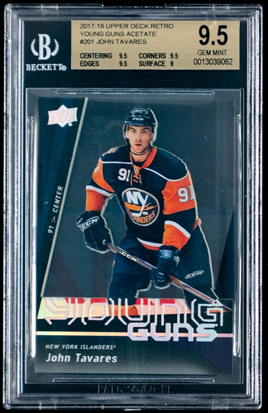 2017-18 Upper Deck Retro Young Guns Acetate Hockey Card #201 John Tavares – Graded Beckett 9.5