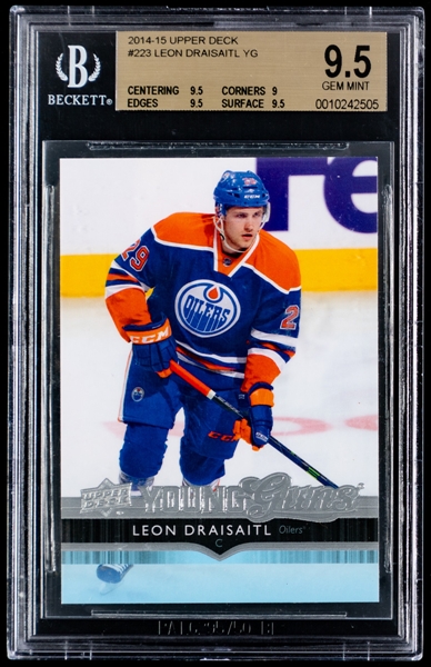 2014-15 Upper Deck Young Guns Hockey Card #223 Leon Draisaitl Rookie - Graded Beckett GEM MT 9.5