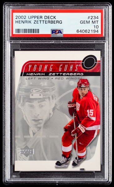 2002-03 Upper Deck Young Guns Hockey Card #234 Henrik Zetterberg Rookie – Graded PSA GEM MT 10 