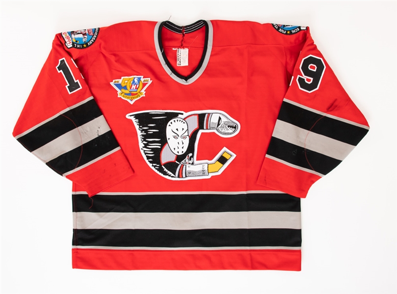 Jamie Lindens 1994-95 IHL Cincinnati Cyclones Game-Worn Third Jersey - IHL 50th Anniversary Patch - Cyclones 5th Anniversary Patches!