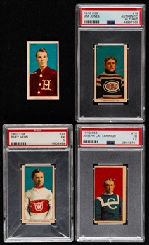 1910-11 Imperial Tobacco C56 Hockey Cards (4) Including #22 HOFer Riley Hern Rookie (Graded PSA 5) and #28 HOFer Paddy Moran Rookie - All Goalies