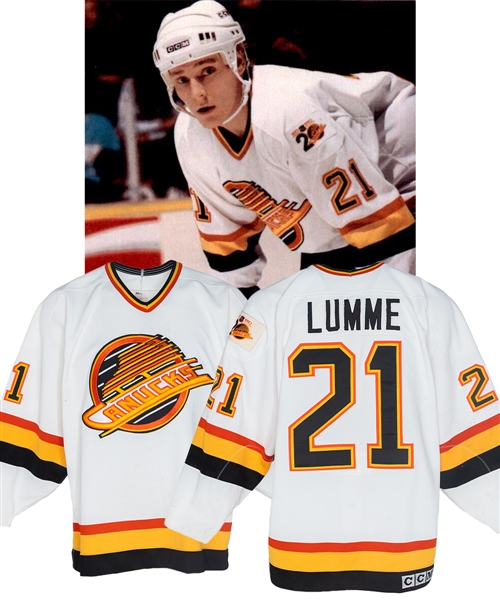 Jyrki Lummes 1989-90 Vancouver Canucks Game-Worn Jersey -20th Anniversary Patch! 