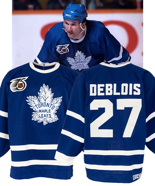 Lucien DeBlois 1991-92 Toronto Maple Leafs "Turn Back the Clock" Game-Worn Jersey with His Signed LOA - 75th Patch!