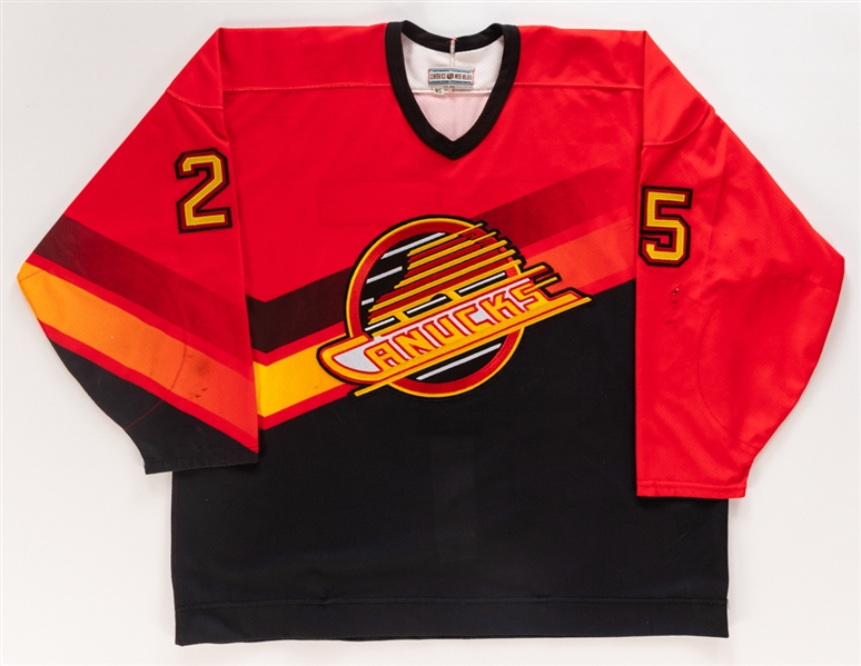 Jim Sandlaks 1995-96 Vancouver Canucks Game-Worn Third Jersey with Team LOA 