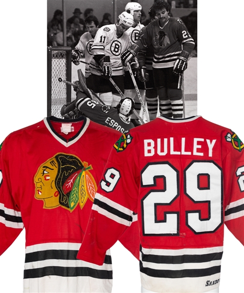 Ted Bulleys 1981-82 Chicago Black Hawks Game-Worn Jersey - One Year Style! 