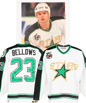Brian Bellows’ 1991-92 Minnesota North Stars Game Worn Jersey with LOA - NHL 75th Anniversary and North Stars 25th Anniversary Patches! - Team Repairs! - Photo-Matched!