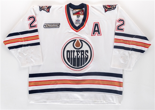 Roman Hamrliks 1999-2000 Edmonton Oilers Game-Worn Alternate Captains Jersey - Nice Game Wear! - Numerous Team Repairs! - NHL2000 Patch! - Video-Matched!