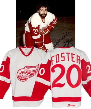 Dwight Fosters 1982-83 Detroit Red Wings Game-Worn Jersey - Numerous Team Repairs! - Scarce One-Year Style!