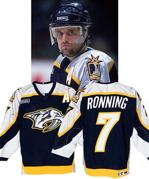 Cliff Ronnings 1999-2000 Nashville Predators Game-Worn Alternate Captains Jersey - NHL2000 Patch! - Photo-Matched!