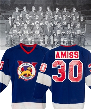 Steve Amiss Circa 1977 WCHL Victoria Cougars Game-Worn Jersey - Team Repairs! 