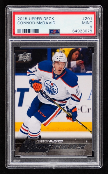 2015-16 Upper Deck Young Guns Hockey Card #201 Connor McDavid Rookie - Graded PSA 9