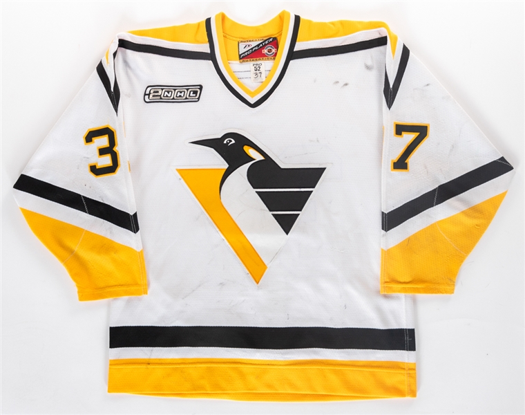 Kip Millers 1999-2000 Pittsburgh Penguins Game-Worn Jersey with LOA - NHL2000 Patch! - Nice Game Wear! 