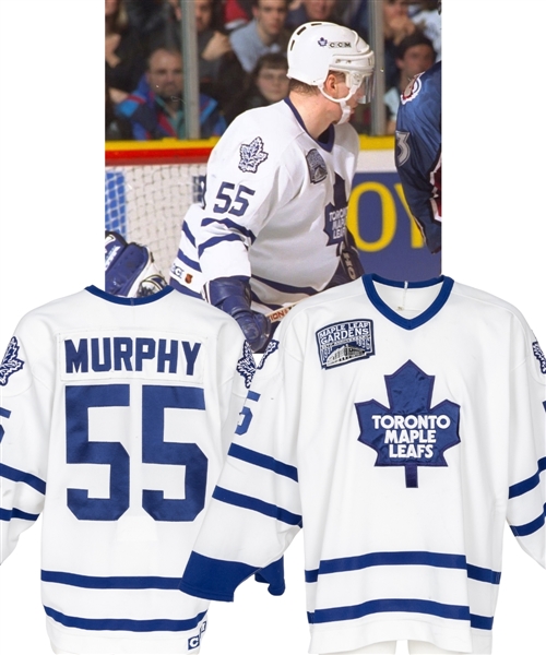 Larry Murphy’s 1996-97 Toronto Maple Leafs Game-Worn Jersey with Team LOA – MLG 65th Patch! - Large Team Repair!