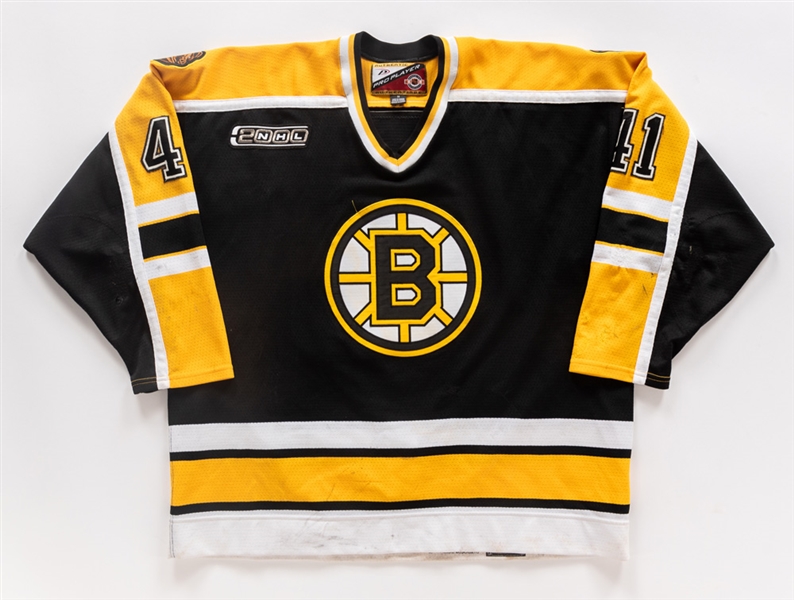 Jason Allisons 1999-2000 Boston Bruins Game-Worn Jersey with Team COA - 2000 Patch! - Team Repairs! - Photo-Matched!