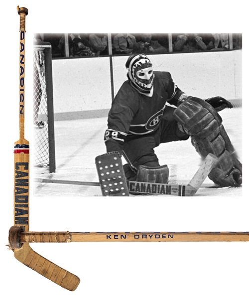 Ken Drydens Mid-1970s Montreal Canadiens "Canadian" Custom Pro Game-Used Stick  