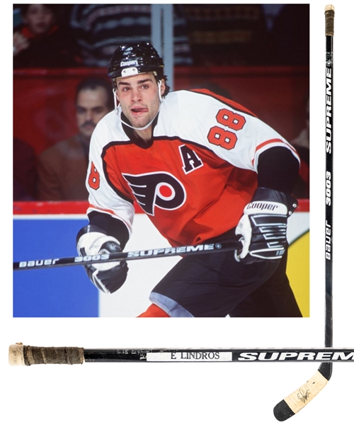 Eric Lindros 1993-94 Philadelphia Flyers Signed Bauer Supreme 3003 Game-Used Stick from His Personal Collection with His Signed LOA
