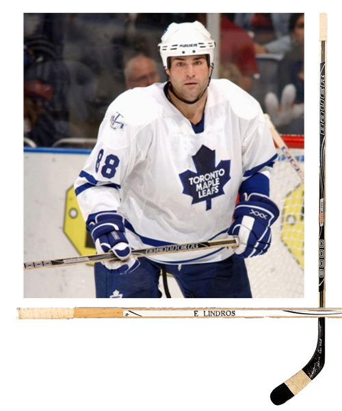 Eric Lindros 2003-06 New York Rangers/Toronto Maple Leafs Bauer 6000 Game-Used Stick from His Personal Collection with His Signed LOA - Stick Signed with Annotation "HOF 16 Game Used"